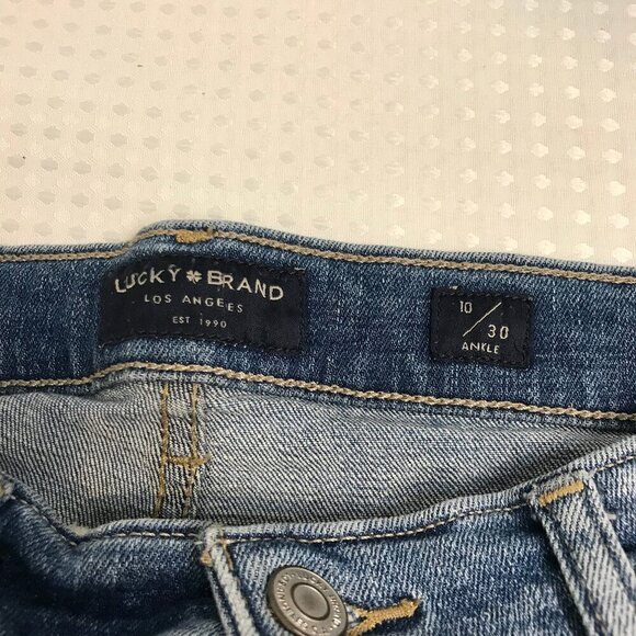 LUCKY BRAND WOMENS BUTTON FLY ANKLE CUT OFF JEANS SIZE 10 - Picture 4 of 8
